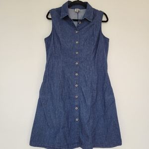 Anne Klein | Chambray Sleeveless Button Down Knee Length Dress Size 14